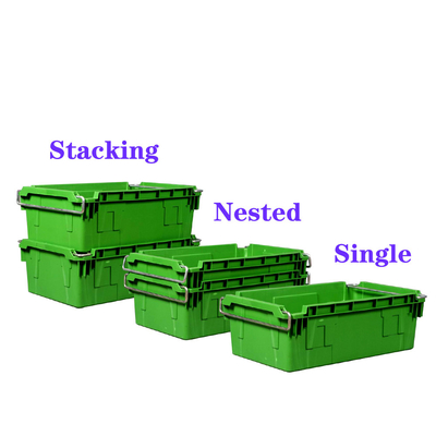 Αγορά 45L Stack And Nest Plastic Crate Turnover Μετακινούμενο δοχείο Nesting Plastic Crate με λαβή ηλεκτρονική κατασκευή