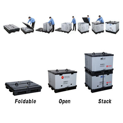 Αγορά Πλαστικό αναδιπλούμενο κουτί παλέτας 1200*1000mm PP Stackable Αποθηκευτική αποθήκη Αυτοκινητοβιομηχανία Pp Sleeve Box ηλεκτρονική κατασκευή