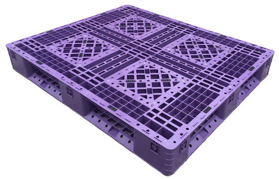 Εναρμονισμένες μπλε πλαστικές παλέτες 1200x1000mm 4 οδικές εισόδους με μονό πρόσωπο